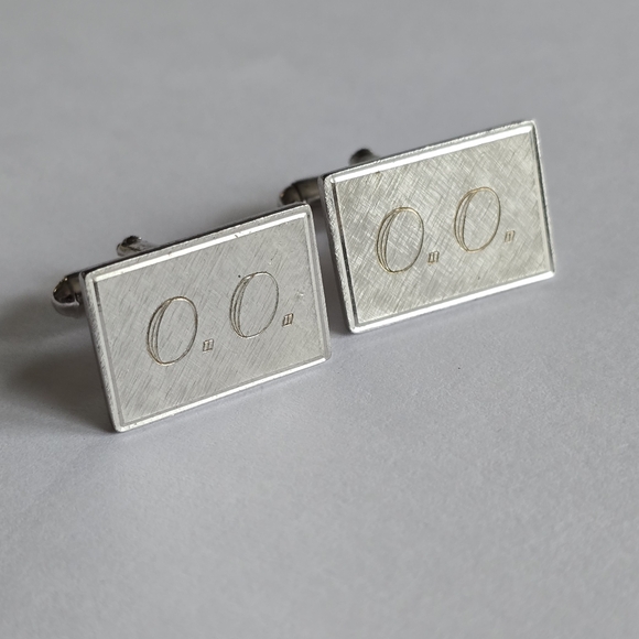 Vintage cuff links O.O. Monogram silver tone Anson cufflinks alphabet - Picture 3 of 10